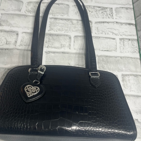 Brighton Handbags - Brighton Black Crocodile-Embossed leather Shoulder Bag. Hearts. Pre-owned. Tote